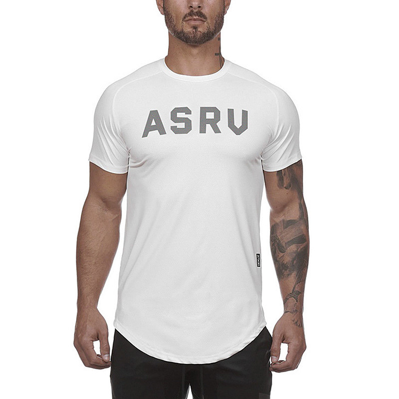 

Asrv Gym Men's Dry Short Sleeve Sport Jerseys Fitness Shirt Trainer Running Casual T-shirt Breathable Male Undershirt, White