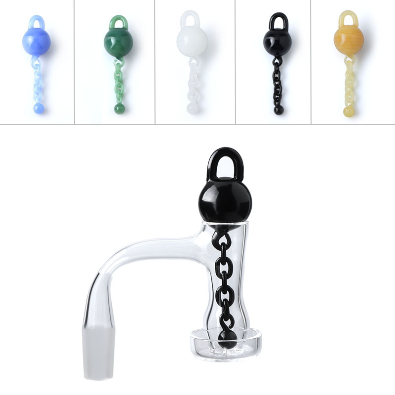 

Full Weld Beveled Edge Smoking Terp Slurper Quartz Banger with Unique Glass Marble Chains Cap Set 20mmOD 10mm 14mm 18mm Nails For Dab Rigs Water Bongs Pipes