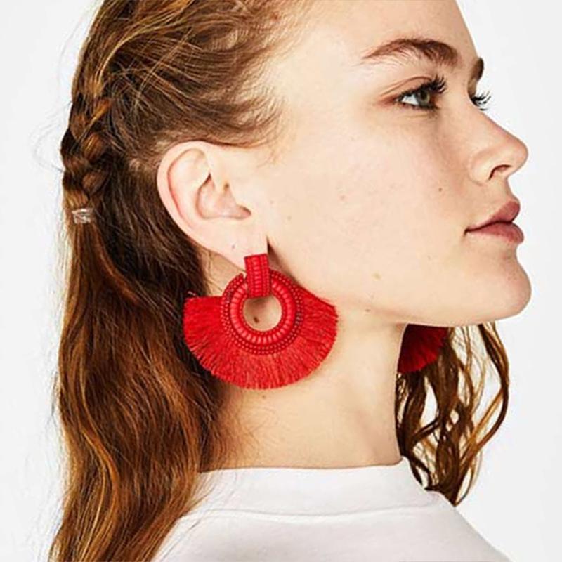 

Dangle & Chandelier Fashion Women Tassel Earrings Brincos Boho Statement Fringe Earings Circle Vintage Round Earring Jewelry