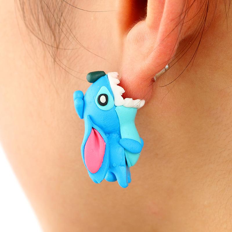 

Dangle & Chandelier Fashion Exaggeration Trend Cute Cartoon Animal Soft Pottery Earrings Biting Ear Dog Stitch Pet Series Tian
