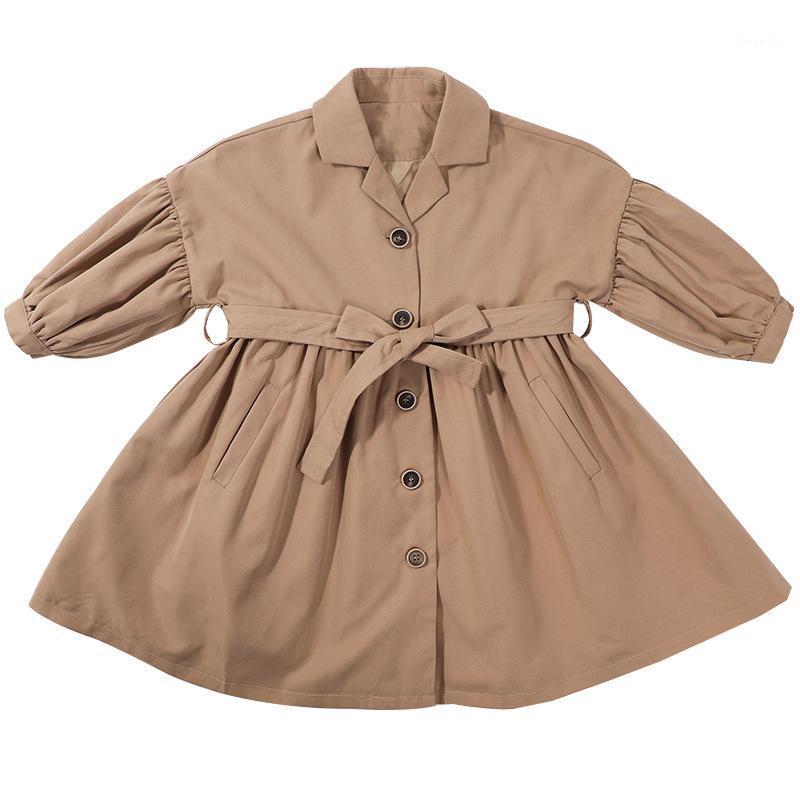 

Coat Baby Girls Trench Kids 2021 Cute Fashion Tops Long Sleeve Children Clothes Outwear Bandage Single-breasted, Blue;gray