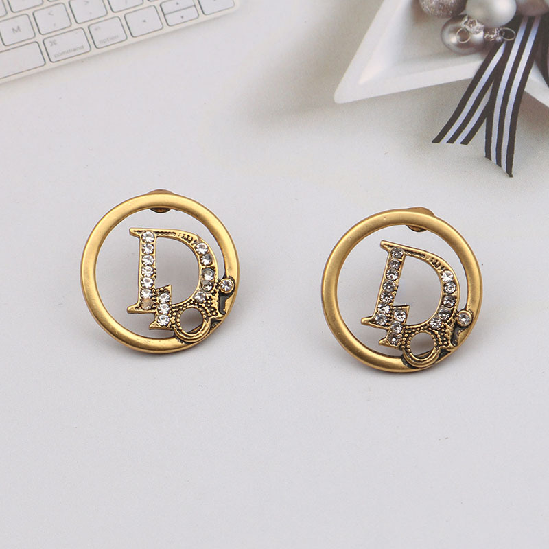 

Vintage 18K Gold Plated Luxury Brand Designers Letters Stud Clip Chain Geometric Famous Women 925 Silver Crystal Rhinestone Earring Wedding Party Jewerlry 9Style