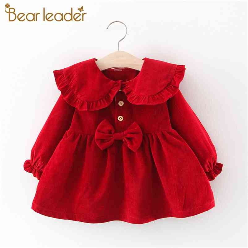 

Baby Girls Dress Spring born Long Sleeve Princess Solid Color Kids Clothing Red 210429, Ax898 pink