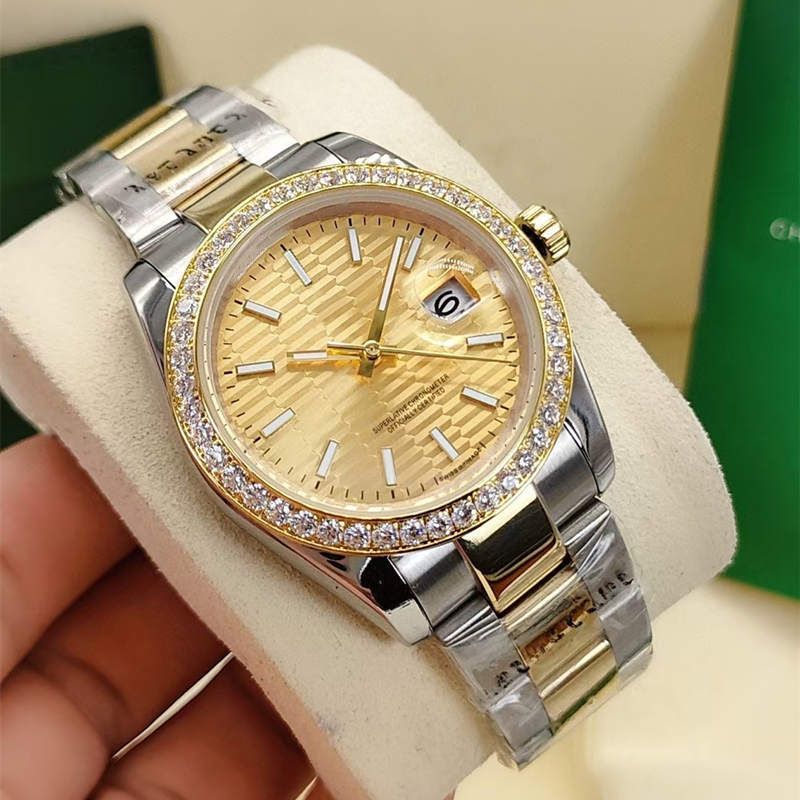 

Men and women automatic watches classic pit surface 36mm calendar sapphire stainless steel folding buckle waterproof, Camel