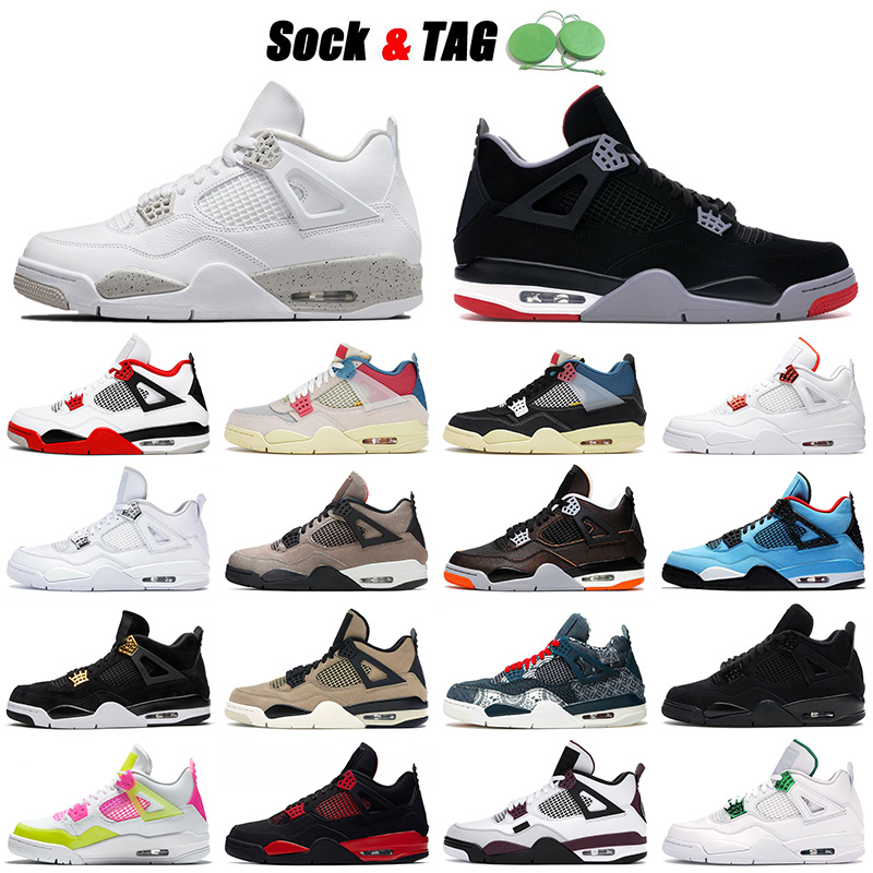 

Bred 4 4s Basketball Shoes Top Quality 2021 White Oreo Travis Sail Off Men Women Black Cat Starfish University Blue Trainers Sneakers 36-47