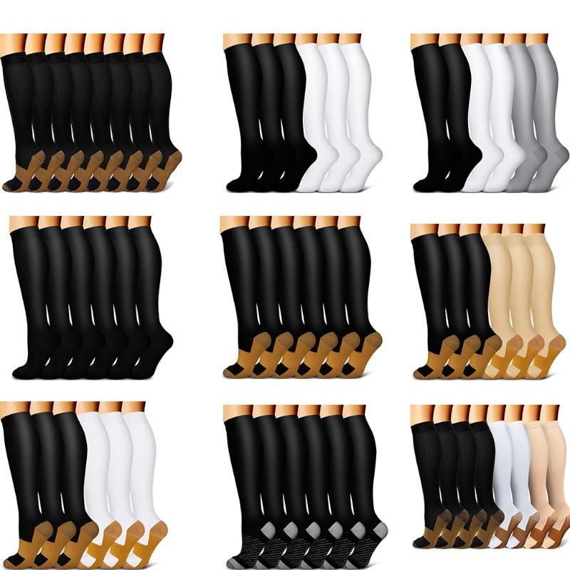 

Sports Socks Compression 3 Or 6 Pairs Running Cycling Women And Men Hiking XXL XL S M, Black