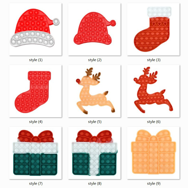 

DHL SHIP XD0929 9 Styles Kids Christmas Fidget Toys Party Gifts Bubble Puzzle Push Pop Popping Board Game Xmas Hat Stocking Elk Shape Poo-its TIKTOK Toy Xmas10