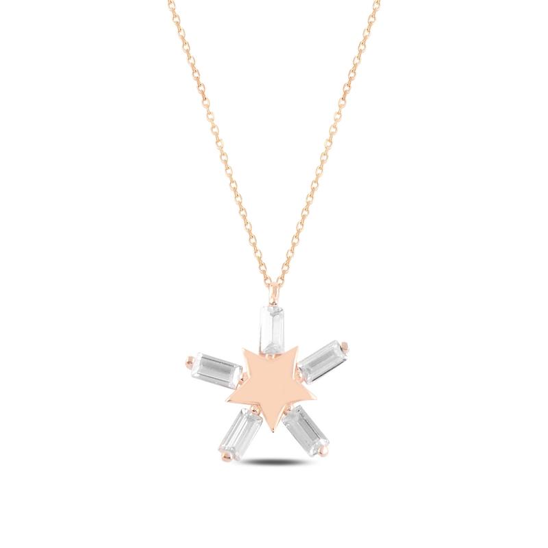 

Chains Silver 925 Sterling Star Baget Zircon Cubic Zirconia Necklace