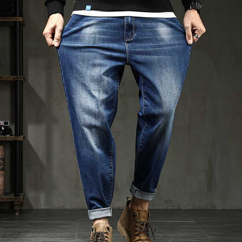 

Men's Jeans Stretch Harem trousers men's jeans loose denim plus size small feet jeans fall brand high quality young, Dark blue