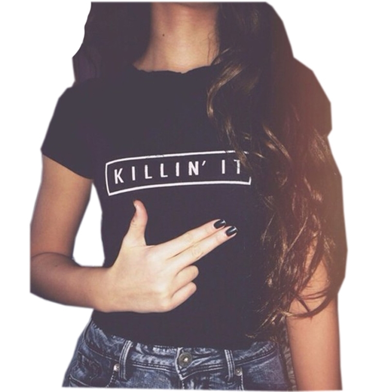 

Killin It Fashion Cotton Women T shirt T-shirt Tops Harajuku Tee White Black Short Sleeve tshirts Casual Night Club Clothing 210607