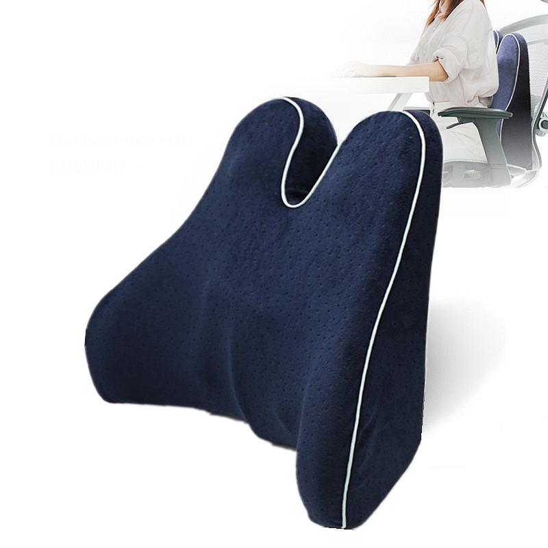

Cushion/Decorative Pillow Ergonomic Memory Foam Massage Lumbar Orthopedic Office Chair Back Cushion Car Seat Waist Sofa Pain Relief, Sky blue