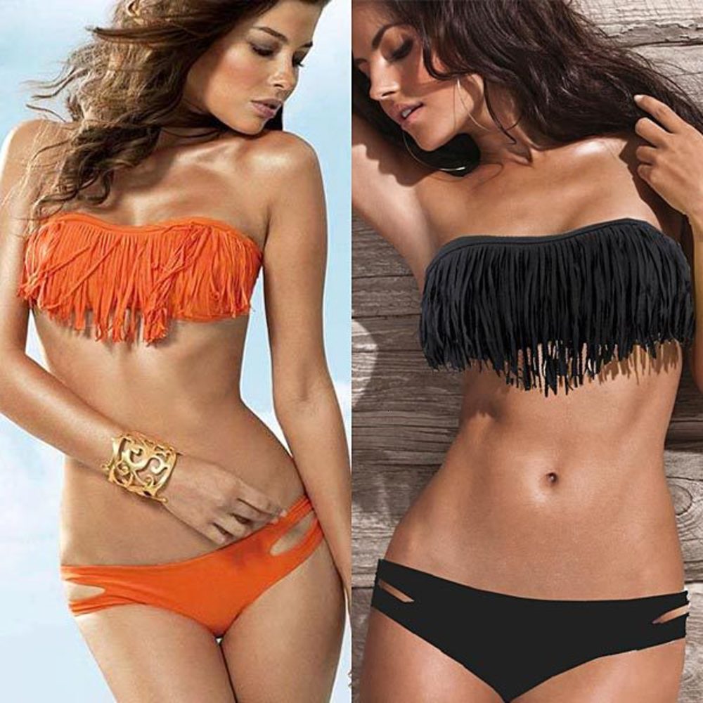 Special Fashion Bikini Swimsuit Bra Tassel Women's Hot Spring Travel Suit triangl swimwear-image-692539610