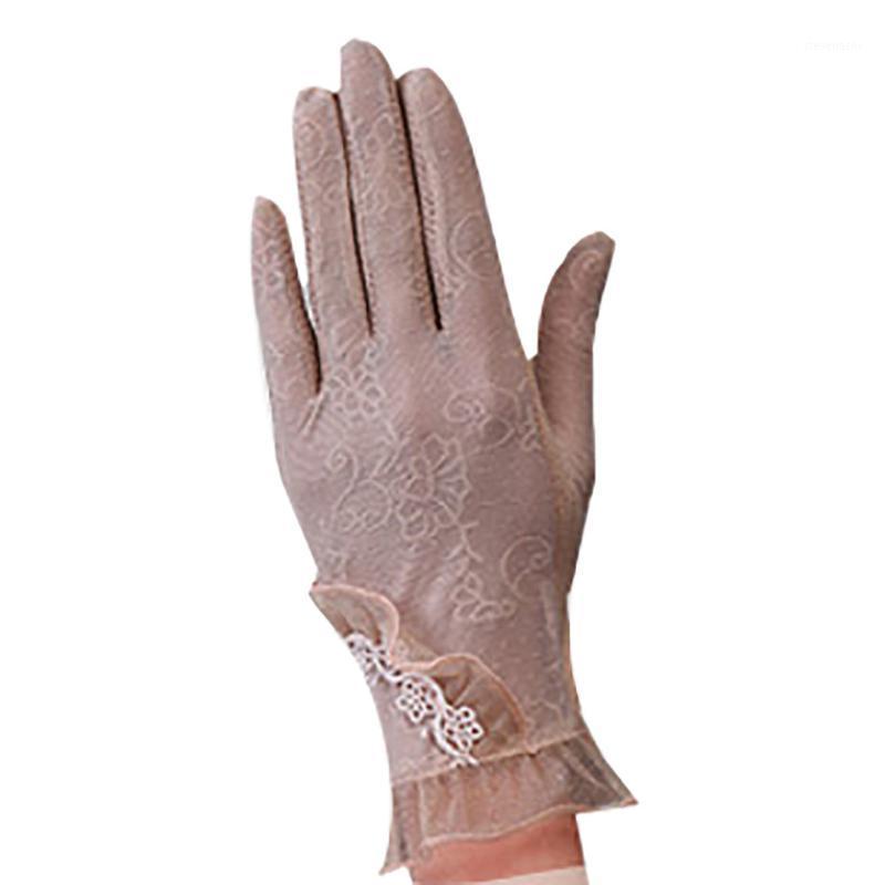 

Five Fingers Gloves Outdoor UV-proof Cycling For Women On-slip Lace Finger Bow Touch Screen Sunscreen A30