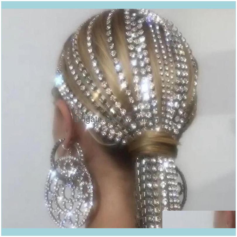 

Barrettes Jewelrystonefans Long Tassel Rhinestone Head Chain Headwear For Women Crystal Wedding Hair Aessories Bridal Headband Jewelry Clips