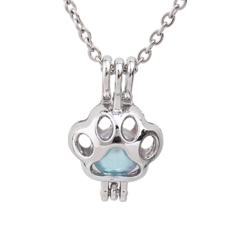 

Pendant Necklaces 1pc Silver Plated Mini Dog Pearl Cage Necklace Jewelry For Oyster Pearls Aroma Essential Oil Lockets Diffuser