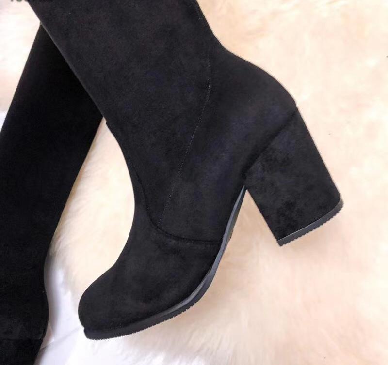 

Over knee boots womens winter versatile high heel thick fashion sexy thin elastic leather with box and dustbag, Red