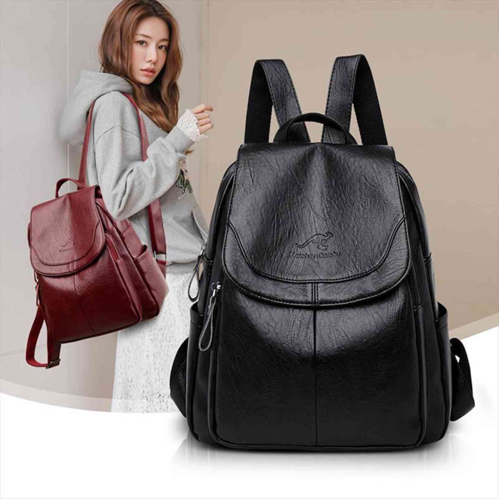 

brand women backpack leather backpacks travel fashion school bags for girls mochila feminina