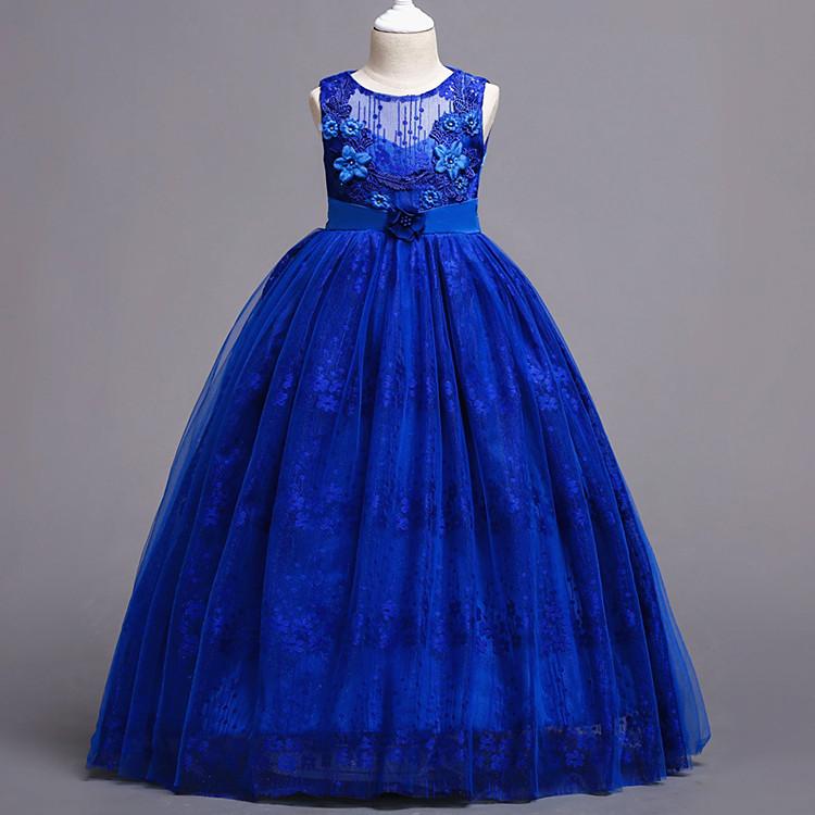 

Girl's Dresses Children's Princess Dress Evening Performance Wedding 4-13 Years 831, Blue