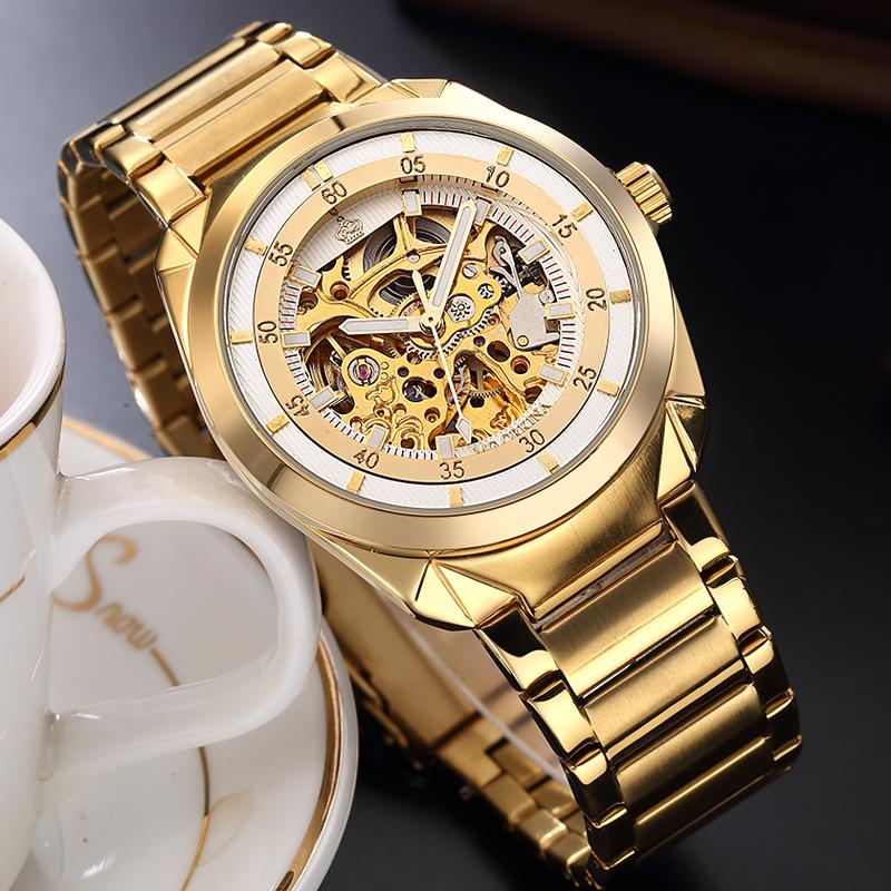 

Wristwatches Relojes Relogio 2021 Gold Watches Men Luxury Top Brand Automatic Watch Transparent Skeleton Mechanical, Mg066b
