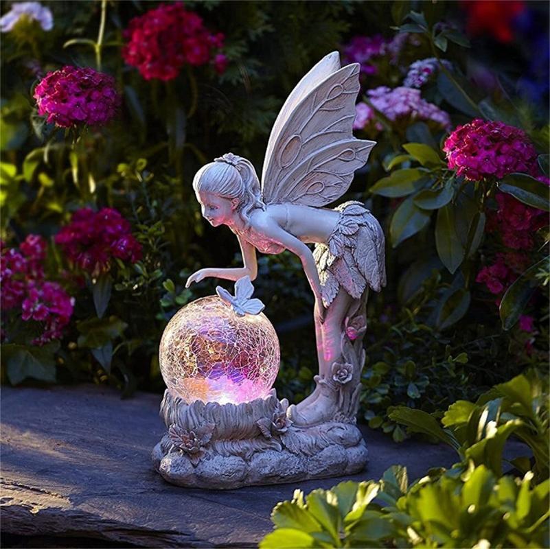 

Garden Decorations Figurines Angel Statue Outdoor Decor, Solar Powered Resin Sculptur Creative Sculpture Decoration Redemption