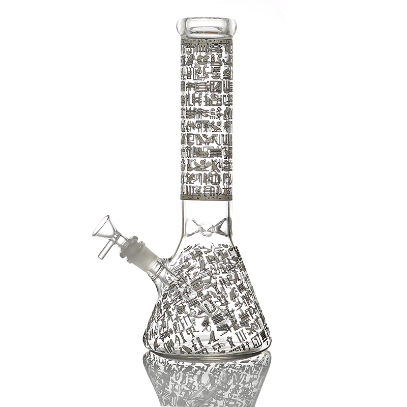

2021 Glass hookah water pipe ice catcher classical beaker bong 12.7 inches thick material glow in the dark oil rig dab rig recycler smoking