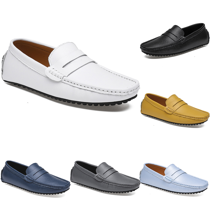 

leather peas men's casual driving shoes soft sole fashion black navy white blue silver yellow grey footwear all-match lazy cross-border 38- color124
