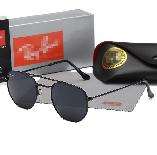 

High Quality Ray Men Women Sunglasses Vintage Pilot Brand Sun Glasses Band UV400 Bans With box and case 3648, White;black