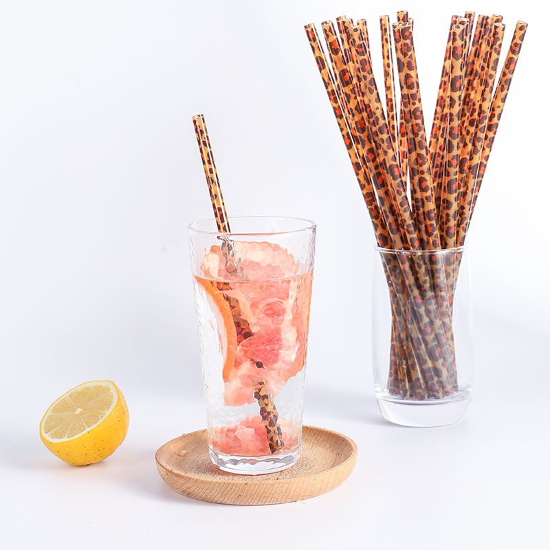 

PP Leopard Printed Plastic Straws Reusable and Customizable Wholesale