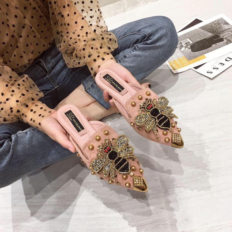 

Butterfly-Knot Cover Toe Slippers Casual Shoes Slipers Women Loafers Slides Luxury 2021 Flat Basic Fabric Rubber, Black