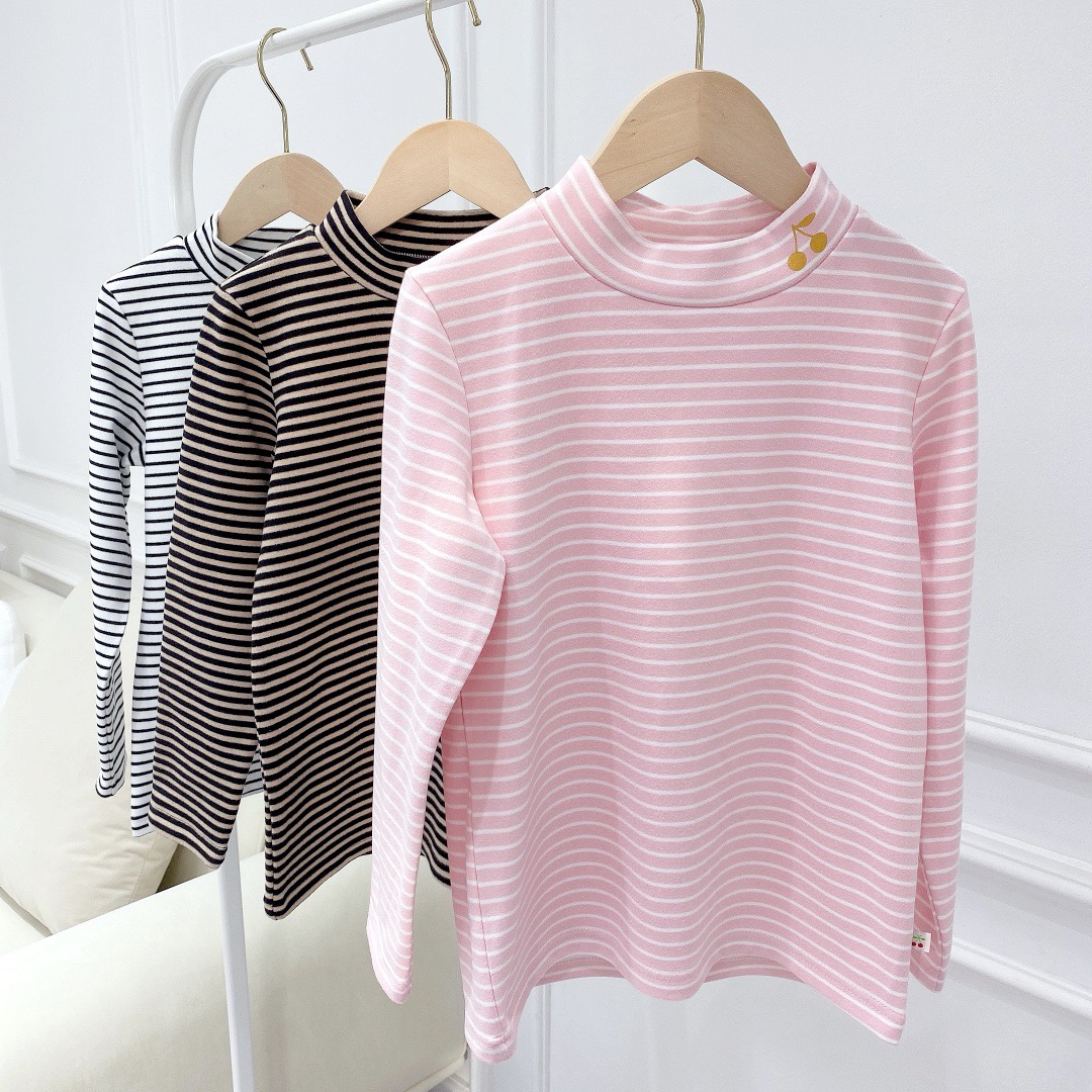 

Autumn Winter Kids Boys Girls Striped Undershirts Baby Girl Cotton Long Sleeves T-shirt Children Soft pajamas, Blue