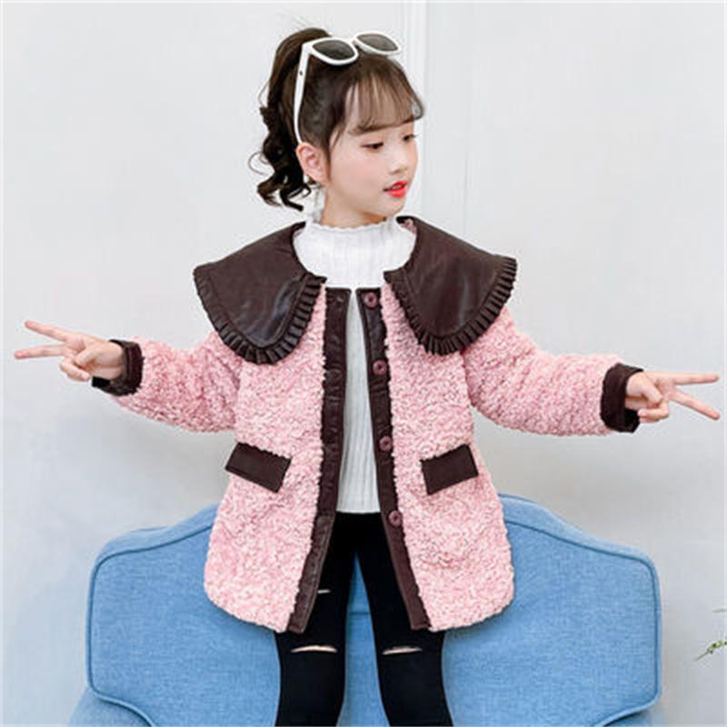 

Jackets Girls Boys Coat Jacket Plus Velvet Thicken 2021 Lambswool Warm Winter Overcoat Top Cardigan Cotton Kids Children's Clothes, Blue;gray