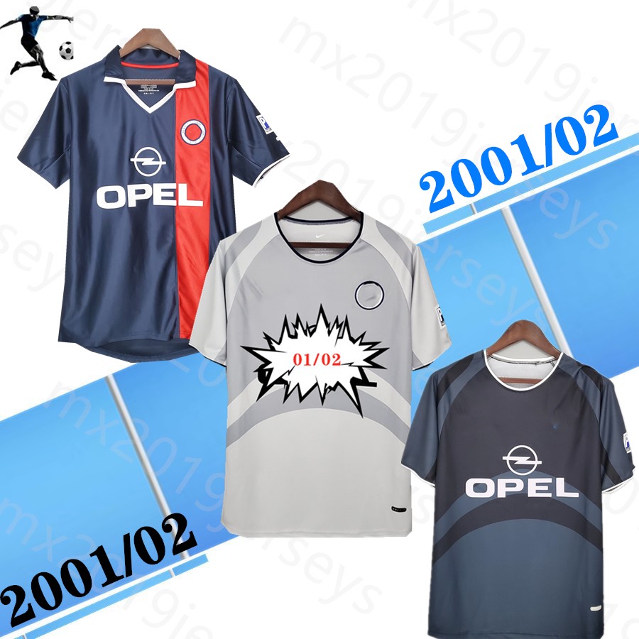 

2001 2002 Paris Ronaldinho retro soccer jersey Anelka Okocha Heinze Pochettino Arteta ALOISIO 01 02 classic vintage football shirt, 01/02 home