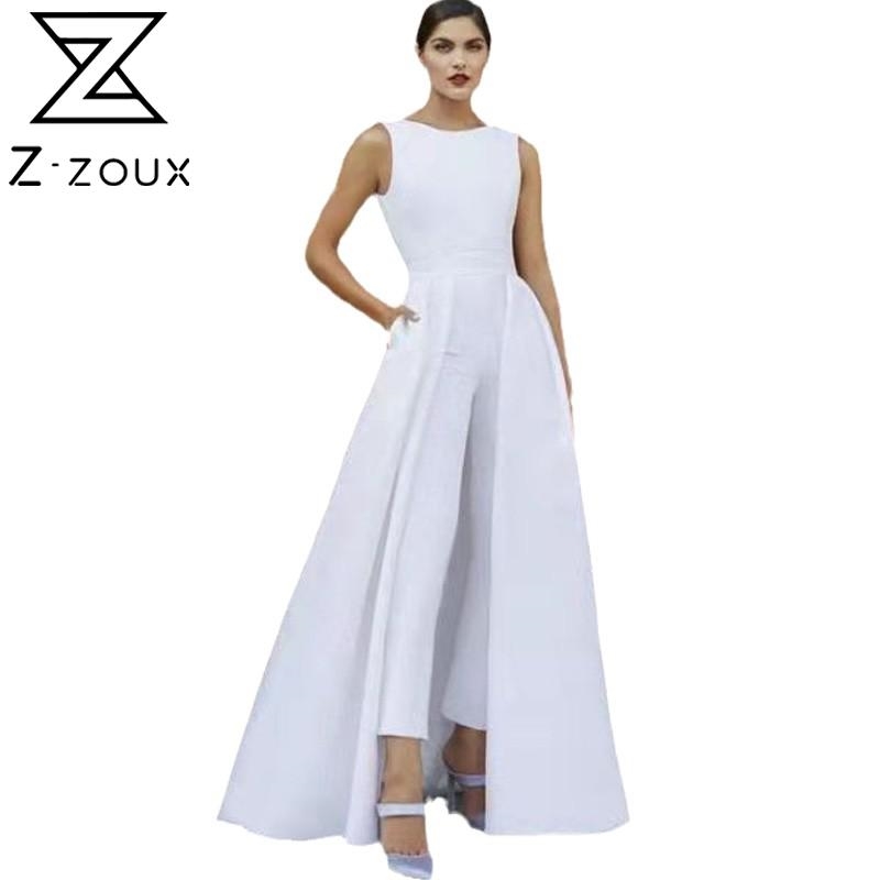 

Women Jumpsuit Temperament White Rompers Womens Sleeveless High Waist Long  Plus Size Summer 210524