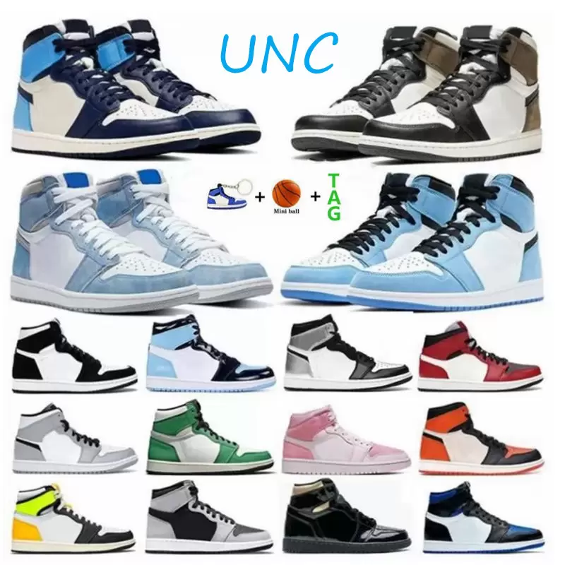 

Jumpman 1 1s Mens Basketball Shoes Hyper Royal University Blue Obsidian UNC Trophy Room Shadow 2.0 Lucky Green Twist Women Sneakers Trainers with boxes, 44