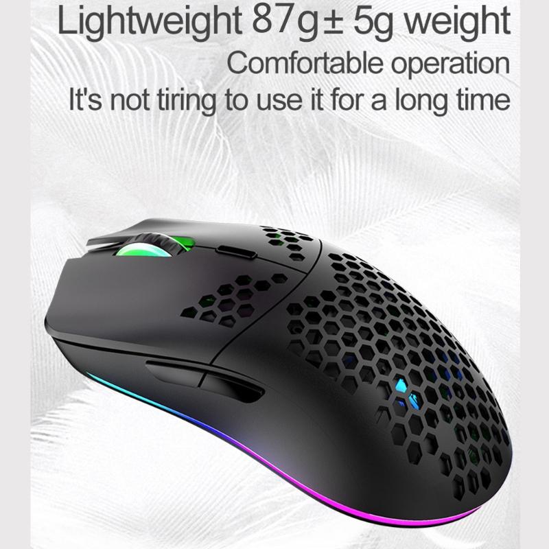 Mice XYH80 Hollow-out Honeycomb 2.4G Wireless Gaming Mouse 4 Gear 3200 DPI RGB Light-image-725000126