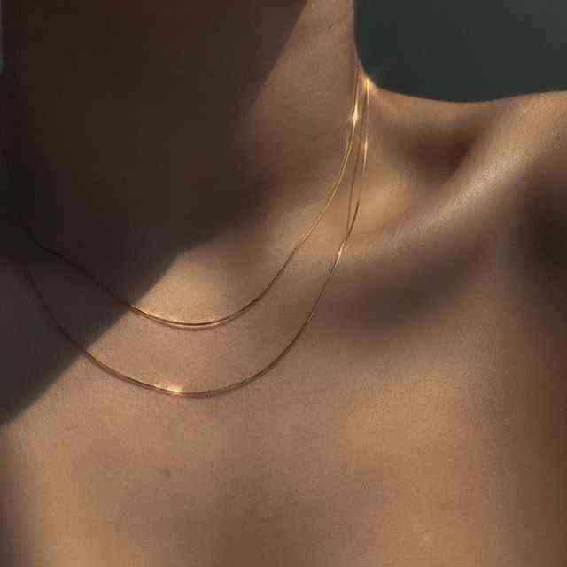 

2021 Designer Minimalist Thin Snake Chain Gold Plated Necklaces For Women Niche Sexy Chain Choker Necklaces Jewelry Accessories Y1217, Silver