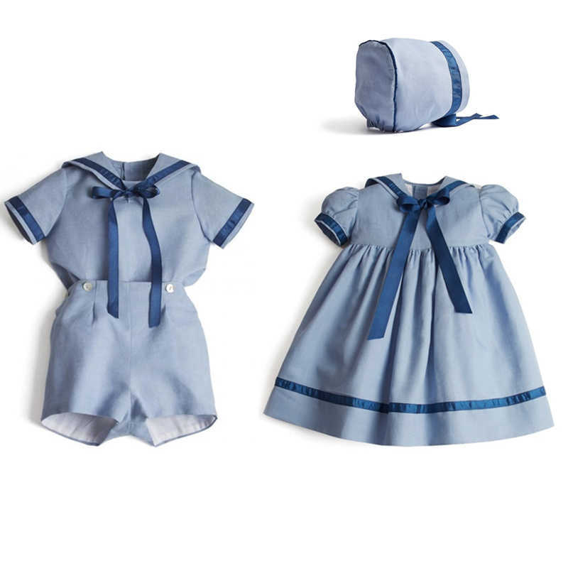 

Spanish Baby Brother Sister Matching Outfits Girls Dress Boys Sets Muslin Clothes for Children Girl Outfits Baby Toddler Sets Q0716