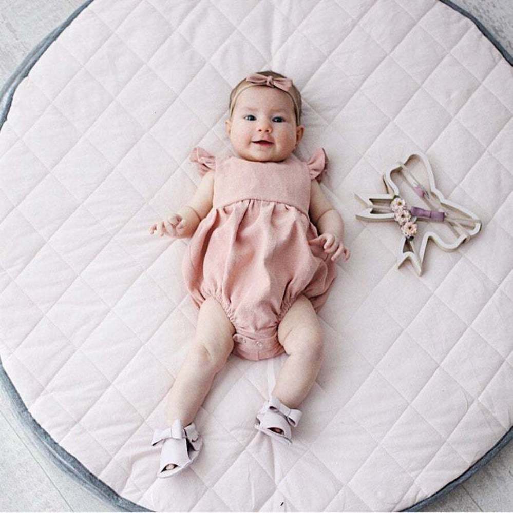 

Summer cotton and hemp flying sleeve one-piece clothes pure color born climbing baby bags fart pajamas, White