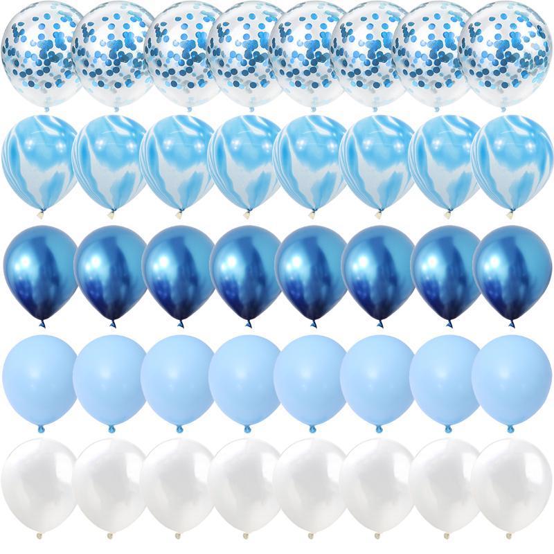 

Party Decoration 40 Pcs Blue Set Agate Marble Balloons Silver Confetti Balloon Wedding Valentine's Day Baby Shower Birthday Decorations