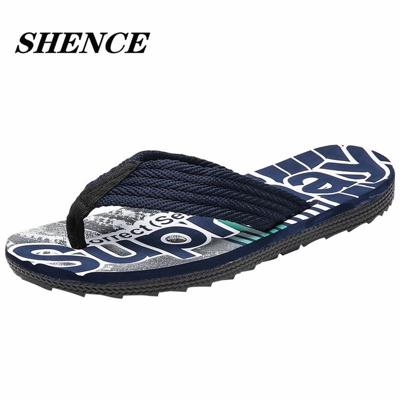

Slippers SHENCE Wholesale Summer Fashion Cool Men's Sandals Men Beach Flip Flops Webbing Letter Printed Rubber Non-slip For Man, Black