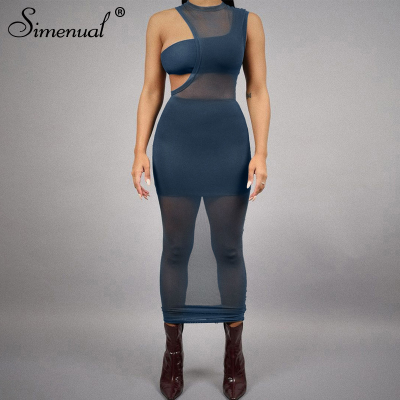 Mesh Sleeveless Three Piece Long Dresses Summer Holiday Birthday Outfits For Women Sexy See Through Bodycon Dress Party-image-702888542