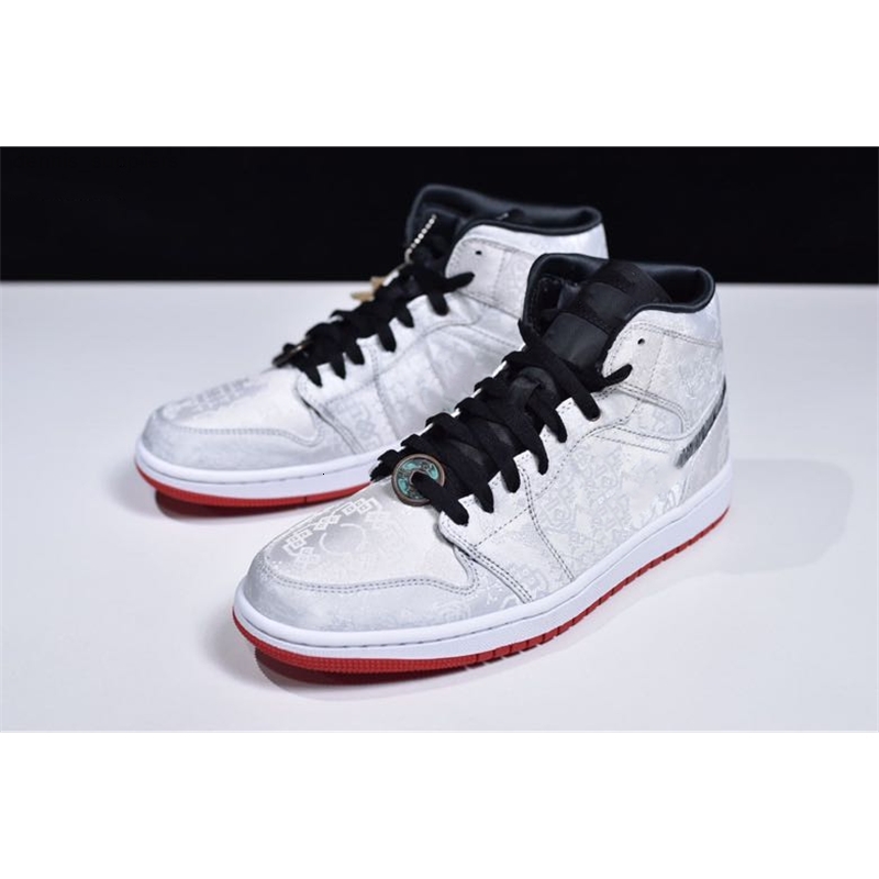 

New Designer CLOT x 1 Mid Fearless Edison Chen Satin Silk Retro Mens Basketball Shoes Sport Sneakers CU2804-100 SIZE 36-45, 01