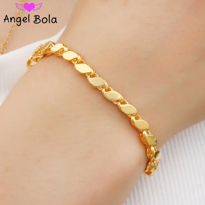 

Link, Chain Ly Designed 6mm/4mm Wide Women's Fashion Jewelry, High-quality Retro Simple Diamond-shaped Gold Bracelet Does Not Fade