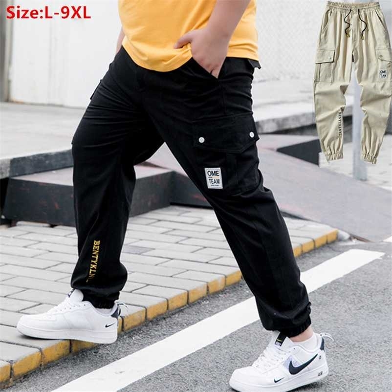 

Loose Cargo Pants Joggers Hip Hop Safari Big Plus Size Sweatpants 5XL 6XL 8XL 9XL Cotton Stretched Ankle Length Harem Trousers 211106, 8815 khaki color