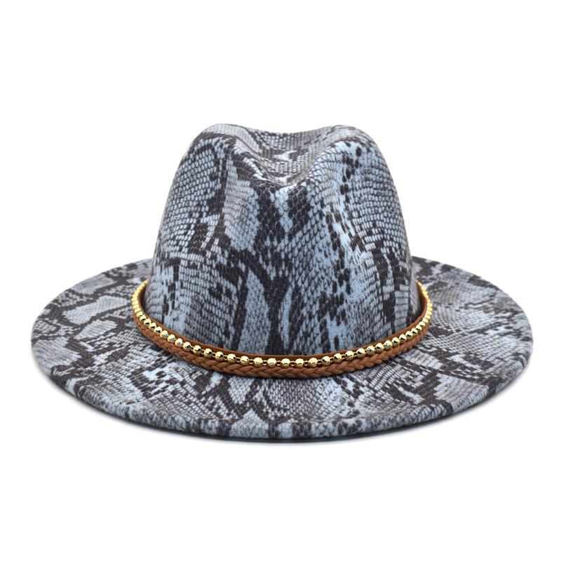 

Wide Brim Hats Women's Wool Felt Hat European Style Snake Pattern Retro Outdoor Men's Jazz Fadora For Woman