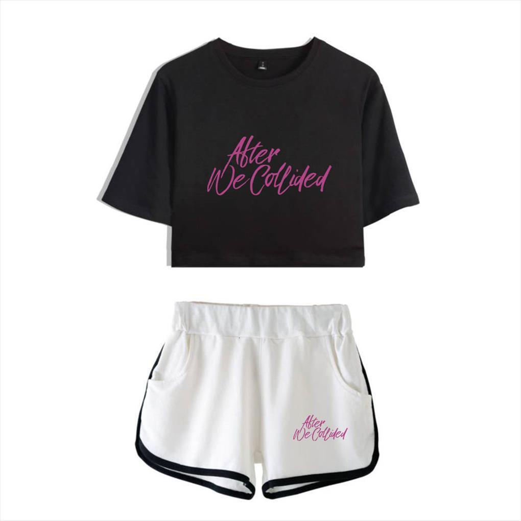 

after we collided clothes women tracksuits tracksuit two piece set summer short sleeve crop shorts girls suit womens sets, Gray