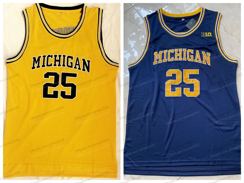 

Juwan Howard 25 Michigan College Basketball Jersey Men's Stitched Navy Blue Yellow Size S- Top Quality