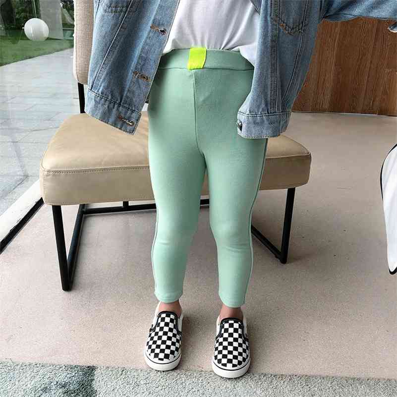 

Baby girls 4 colors skinny leggings Autumn cotton all-match pants 2-7Y 210708, Gray
