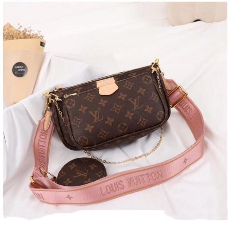 

Famous Brands Designer LV LOUIS bag VITTON 3pcs Mahjong bag for women classic shoulder bages clutch handbag luxury cross, Red;black