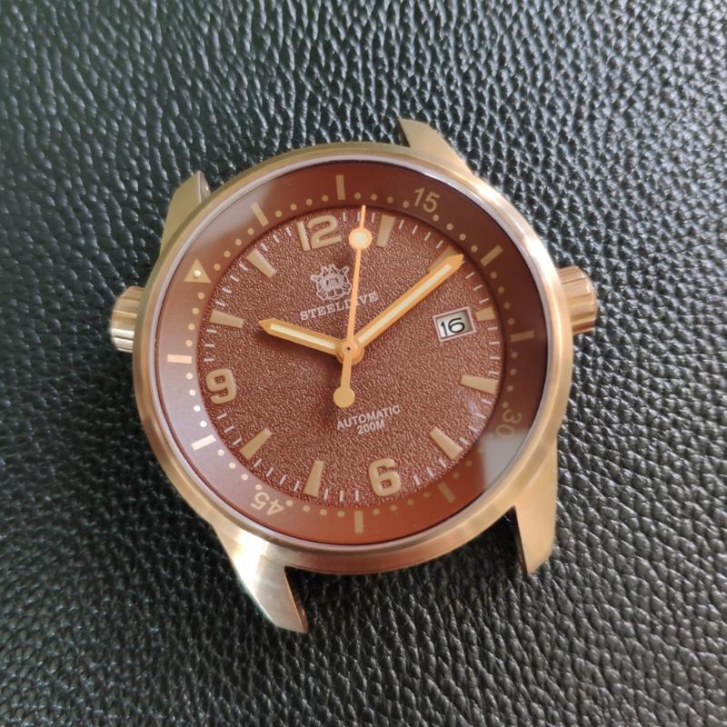 

Wristwatches SD1949S CUSN8 Bronze Case Men's Diving Watch 200M Water Resistance Sapphire NH35 Automatic Movement 's Relogio, Slivery;brown